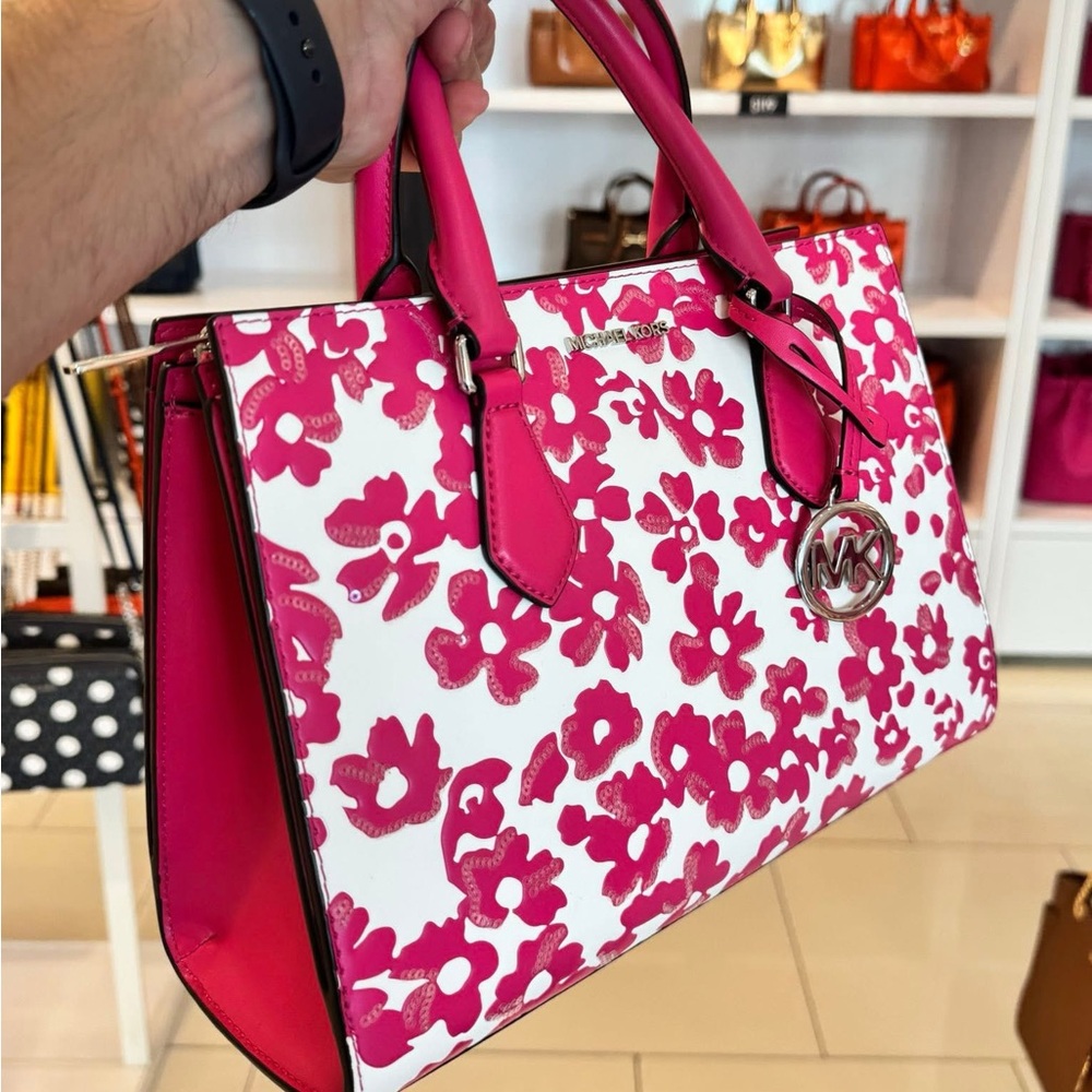 Michael Kors Dragonfruit Sheila Satchel with Flower Print